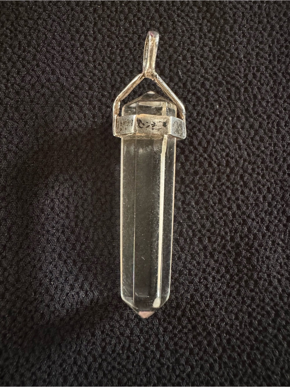 925 Sterling Silver Faceted Glass Crystal Point Pendant 2.25”